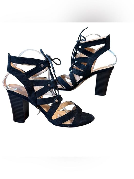 XOXO Shoes - XOXO Brand Balta Black Lace-up Chunky Heel Sandals Block heel Size 10